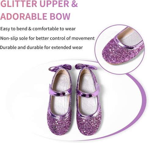 أحذية YIBLBOX للفتيات اللامعة باليه المسطحة Mary Jane Sparkle Princess Dress للأطفال الصغار in Kuwait