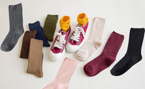 CHUNG Women Cotton Socks Crew Calf Multi-Color Solid for Students 5.5-9 Teenagers Juniors Seniors Young Lady Girls in Saudi Arabia