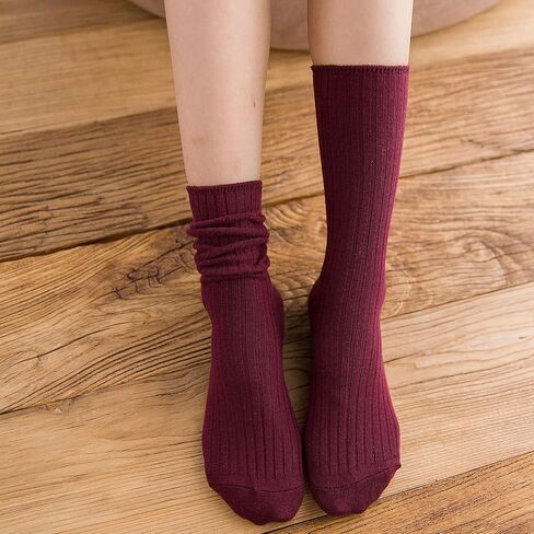 CHUNG Women Cotton Socks Crew Calf Multi-Color Solid for Students 5.5-9 Teenagers Juniors Seniors Young Lady Girls in Saudi Arabia