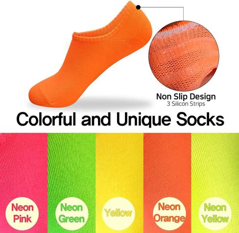 CUTIE MANGO Women's Colorful Bright Neon No-Show Ankle Sneaker Low Cut Vivid Color Crazy Fun Cotton Novelty Casual Socks in Saudi Arabia