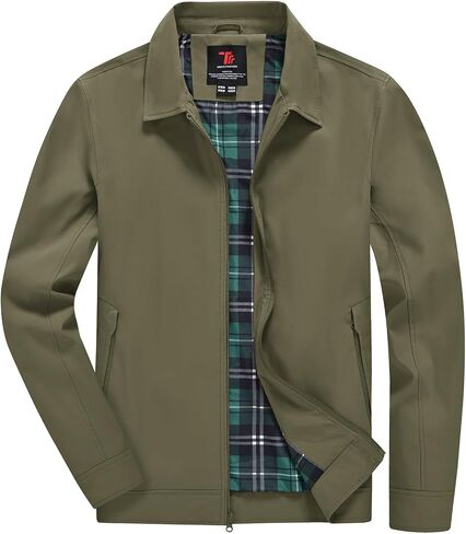 YSENTO Men's Light Jackets Lightweight Bomber Jackets Collared Work Golf Windbreakers with Zip Pockets in Kuwait
