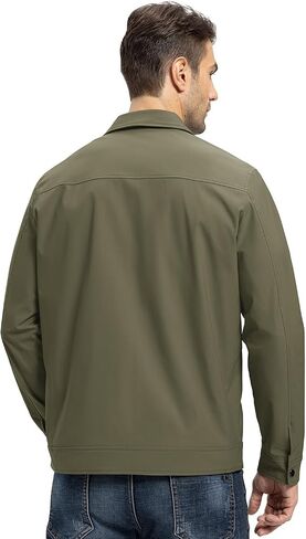 YSENTO Men's Light Jackets Lightweight Bomber Jackets Collared Work Golf Windbreakers with Zip Pockets in Kuwait