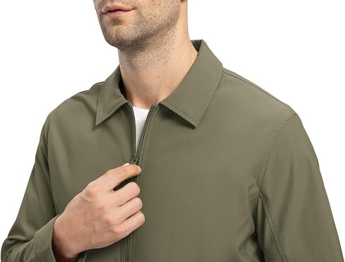 YSENTO Men's Light Jackets Lightweight Bomber Jackets Collared Work Golf Windbreakers with Zip Pockets in Kuwait