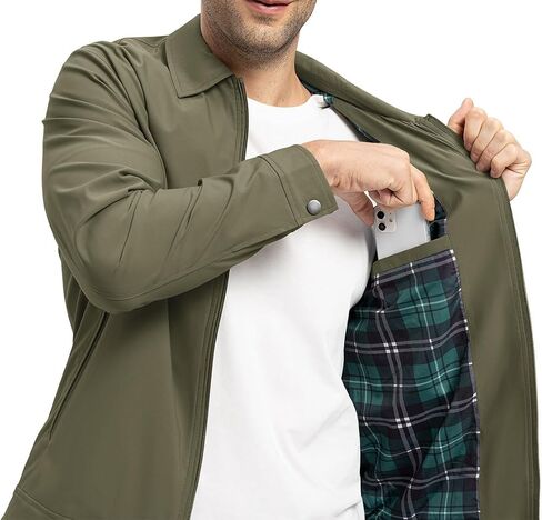 YSENTO Men's Light Jackets Lightweight Bomber Jackets Collared Work Golf Windbreakers with Zip Pockets in Kuwait