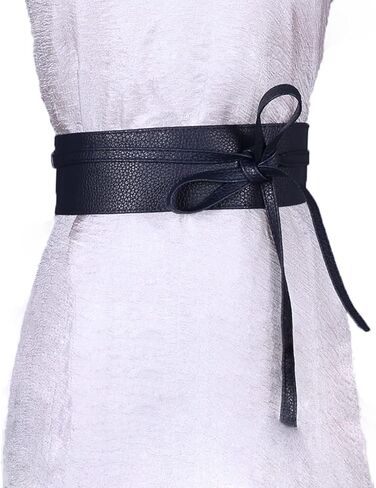 TOP HUNTER Women Faux Leather Obi Style Belt, Retro Lace Up Wide Wrap Waist Belt for Party Casual Fashion in Kuwait