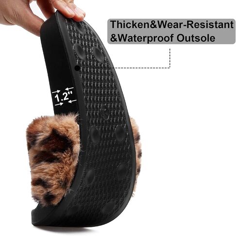 Slides for Women Womens Slippers Fur Fuzzy Fluffy for House Bedroom | Flat Slide Sandals Faux Fur Open Toe Arch Support Casual Indoor Outdoor Summer Winter in Kuwait