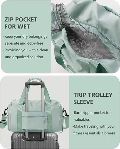 حقيبة من القماش الخشن مقاس 18 بوصة من Unineovo للنساء مع حقيبة أدوات الزينة، وحقائب رياضية سعة 30 لترًا مع جيب مبلل وحجرة للأحذية، وحقيبة سفر من القماش الخشن مع أكمام بعجلات، وحقيبة ليلية، ورياضة، والسفر، وصالة الألعاب الرياضية، واليوجا in Kuwait