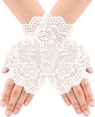 Women Short Lace Gloves Fingerless Floral Gloves Bridal Wedding Gloves Tea Party Gloves for Opera Evening Dinner Party in Saudi Arabia
