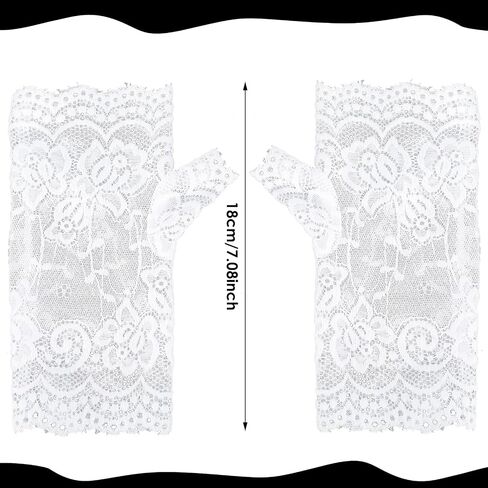 Women Short Lace Gloves Fingerless Floral Gloves Bridal Wedding Gloves Tea Party Gloves for Opera Evening Dinner Party in Saudi Arabia