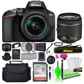كاميرا رقمية Nikon D3500 بدقة 24.2 ميجابكسل DSLR مع عدسة AF-P DX مقاس 18-55 مم (1590) حزمة فاخرة - تتضمن بطاقة SD سعة 64 جيجابايت من Sandisk + حقيبة كاميرا كبيرة + مجموعة مرشح + بطارية احتياطية + عدسة مقربة + المزيد in Kuwait