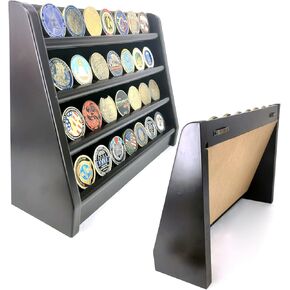 جويجولز حامل عرض العملات المعدنية مصنوع يدويًا من الخشب الرائع مكون من 4 صفوف من الخشب in Kuwait