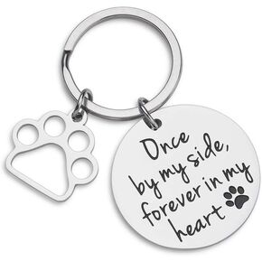 VANLOVEMAC Loss of Pet Memorial Keychain Dog Cat Remembrance Jewelry Pet Sympathy Gift Dog Remembrance for Women Men Once By My Side Forever in My Heart Key Ring in Saudi Arabia