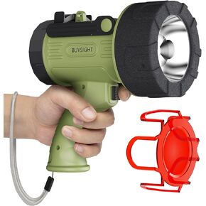 BUYSIGHT Rechargeable Spotlight Flashlight,1000,000 lumens Hand held Spotlight Waterproof Flashlight Hunting Lamp with red Filter (Dark Green)