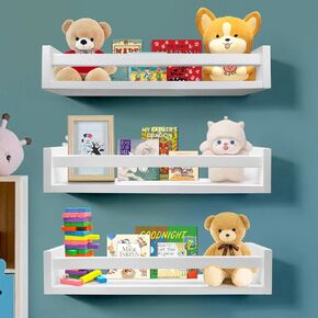 رف كتب عائم من Lixintray مقاس 24 بوصة مجموعة من 3، أرفف كتب حضانة مثبتة على الحائط لديكور الحمام، غرفة الأطفال، رف توابل المطبخ، منظم رف الكتب لديكور حضانة الطفل in Kuwait