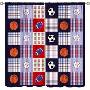 Boys Sports Kids Curtains for Bedroom, Fire Basketball Football Soccer 3D Ball Window Treatments for Living Room,Teen Boys Girls Room Decor Drapes 2 Panel Sets,42x45 Inch in Kuwait