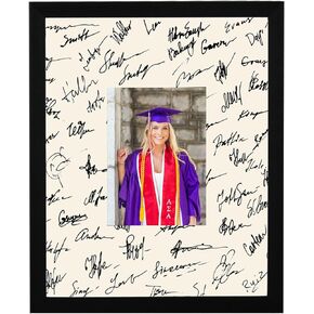 GraduatePro 11x14 Graduation Signature Board Picture Frame with 5x7 Mat for Wedding Birthday Guest Book Signing, Black with Off White Mat in Kuwait
