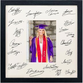 GraduatePro 11x14 Graduation Signature Board Picture Frame with 5x7 Mat for Wedding Birthday Guest Book Signing, Black with Off White Mat in Saudi Arabia