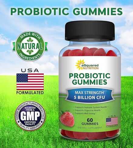 بروبايوتك جاميز - 5 بيليون CFU - بروبيوتيكس للنساء والرجال البالغين - مكمل غذائي قابل للمضغ بديل للكبسولات حبوب - DE111 عصية سوبتيليس - صحة الجهاز الهضمي والمناعة - 60 قرص مضغ in Kuwait