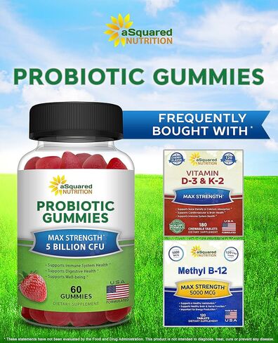 بروبايوتك جاميز - 5 بيليون CFU - بروبيوتيكس للنساء والرجال البالغين - مكمل غذائي قابل للمضغ بديل للكبسولات حبوب - DE111 عصية سوبتيليس - صحة الجهاز الهضمي والمناعة - 60 قرص مضغ in Kuwait