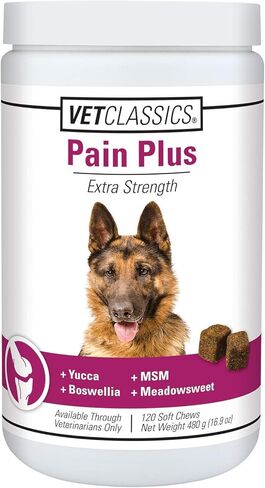 Vet Classics Pain Plus Extra Strength Health Supplement for Dogs - 120 Chewable Tablets in Saudi Arabia