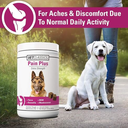 Vet Classics Pain Plus Extra Strength Health Supplement for Dogs - 120 Chewable Tablets in Saudi Arabia