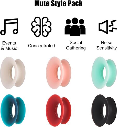 6pcs Earplugs Mute Style Pack, Quiet Ear Plugs Accessories for Extra 5 dB Noise Reduction Earplugs Quiet for Journey Home Office Library(6 colors) in Saudi Arabia