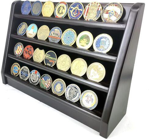 جويجولز حامل عرض العملات المعدنية مصنوع يدويًا من الخشب الرائع مكون من 4 صفوف من الخشب in Kuwait