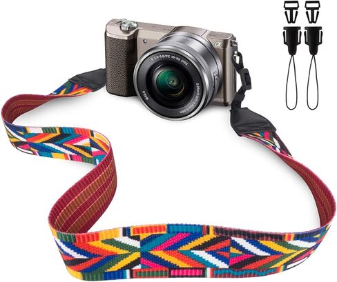 حزام كتف برقبة الكاميرا من Wolven متوافق مع DSLR/SLR وما إلى ذلك، زهرة سوداء in Kuwait
