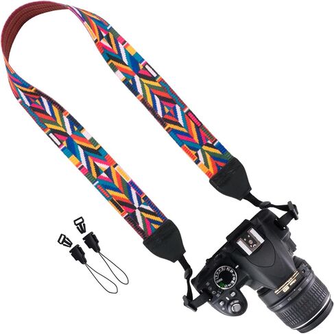 حزام كتف برقبة الكاميرا من Wolven متوافق مع DSLR/SLR وما إلى ذلك، زهرة سوداء in Kuwait
