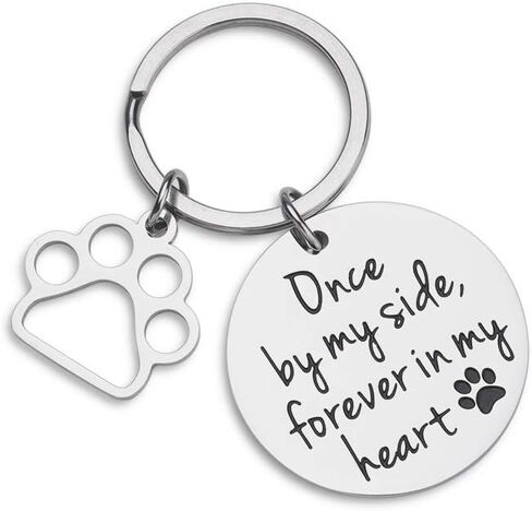 VANLOVEMAC Loss of Pet Memorial Keychain Dog Cat Remembrance Jewelry Pet Sympathy Gift Dog Remembrance for Women Men Once By My Side Forever in My Heart Key Ring in Saudi Arabia