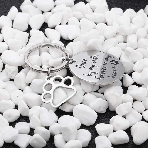 VANLOVEMAC Loss of Pet Memorial Keychain Dog Cat Remembrance Jewelry Pet Sympathy Gift Dog Remembrance for Women Men Once By My Side Forever in My Heart Key Ring in Saudi Arabia