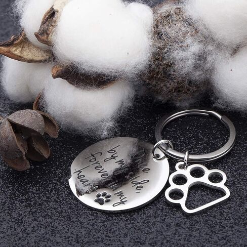 VANLOVEMAC Loss of Pet Memorial Keychain Dog Cat Remembrance Jewelry Pet Sympathy Gift Dog Remembrance for Women Men Once By My Side Forever in My Heart Key Ring in Saudi Arabia