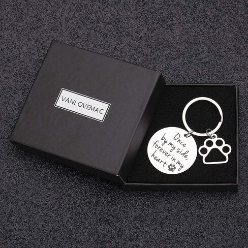 VANLOVEMAC Loss of Pet Memorial Keychain Dog Cat Remembrance Jewelry Pet Sympathy Gift Dog Remembrance for Women Men Once By My Side Forever in My Heart Key Ring in Saudi Arabia