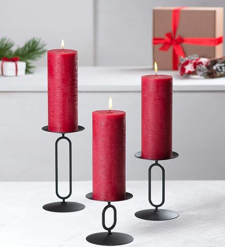 Candle Holders Black Metal Base Candleholders for Desk Top Decoration Table or Mantel Centerpiece in Dining & Living Room, Candelabra for flameless LED, Sphere & Pillar Candles (Set of 3) in Saudi Arabia