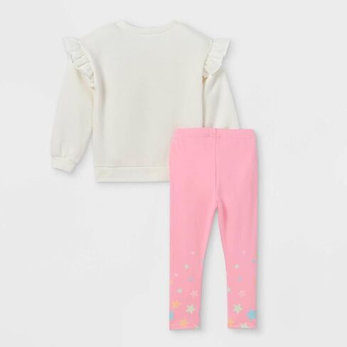 STAR WARS Baby Girls Clothes Set with Baby Yoda Fleece Sweatshirt and Leggings - Baby Yoda Baby Girls Outfit (Cream/Pink, 12M) in Saudi Arabia
