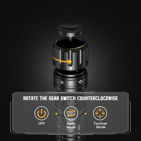 Wurkkos LED Tactical Flashlight Rechargeable - TD03 EDC Flashlight 1800 High Lumens - Tail Rotary Switch One Click Strobe Flashlight Longest Range 1158 feet for Outdoor Indoor Activities in Kuwait