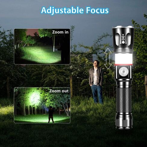 Tactical Flashlight Rechargeable, High Lumens Led Flashlights Handheld-Magnetic Base, Super Bright, Zoomable, Water-Resistance, 4 Modes, Powerful Flash Light for Camping, Hiking and Emergence in Saudi Arabia
