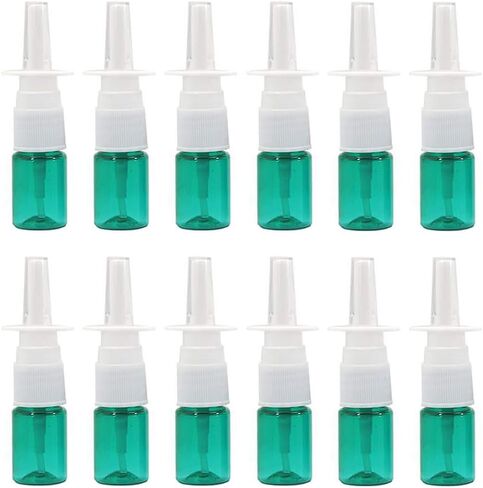 12PCS 5ml Empty Mini Plastic Nasal Spray Bottles Cosmetic Fine Mist Sprayers Dispensing Cleanser Container Travel Size Container for Saline Nasal Spray Wash Perfumes (Green) in Saudi Arabia