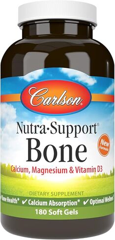 Carlson - Nutra-Support Bone, Calcium, Magnesium & Vitamin D3, Bone Health, Calcium Absorption & Optimal Wellness, 180 Softgels in Saudi Arabia