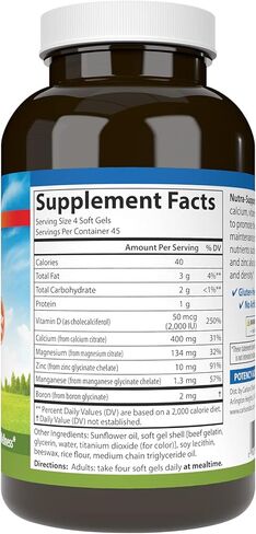 Carlson - Nutra-Support Bone, Calcium, Magnesium & Vitamin D3, Bone Health, Calcium Absorption & Optimal Wellness, 180 Softgels in Saudi Arabia