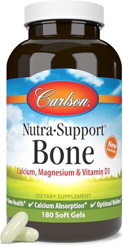 Carlson - Nutra-Support Bone, Calcium, Magnesium & Vitamin D3, Bone Health, Calcium Absorption & Optimal Wellness, 180 Softgels in Saudi Arabia