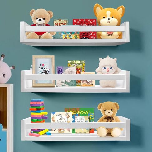 رف كتب عائم من Lixintray مقاس 24 بوصة مجموعة من 3، أرفف كتب حضانة مثبتة على الحائط لديكور الحمام، غرفة الأطفال، رف توابل المطبخ، منظم رف الكتب لديكور حضانة الطفل in Kuwait