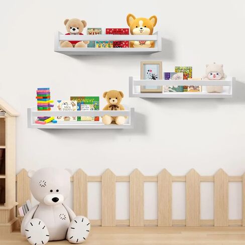رف كتب عائم من Lixintray مقاس 24 بوصة مجموعة من 3، أرفف كتب حضانة مثبتة على الحائط لديكور الحمام، غرفة الأطفال، رف توابل المطبخ، منظم رف الكتب لديكور حضانة الطفل in Kuwait