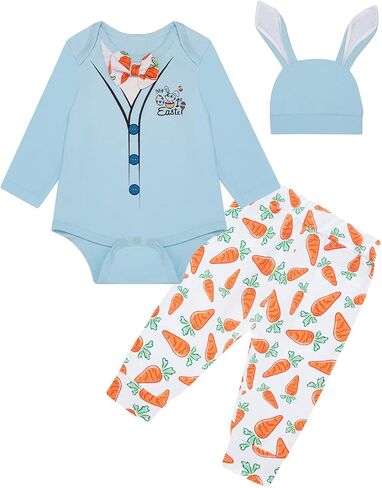 طقم ملابس للأطفال حديثي الولادة من الأولاد الصغار لعيد الفصح بأكمام طويلة in Kuwait