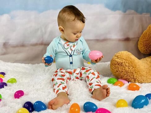 طقم ملابس للأطفال حديثي الولادة من الأولاد الصغار لعيد الفصح بأكمام طويلة in Kuwait