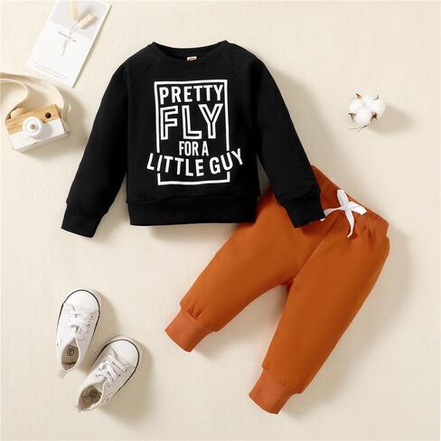 Honykids Toddler Infant Baby Boy Clothes Long Sleeve Sweatshirts+Pants Fall Winter Outfits in Kuwait