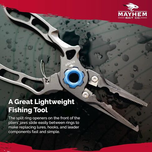 Mayhem Bait Co. Ultimate Premium Fishing Pliers with Tungsten Line Cutter, Crimpers, Split Ring Opener, Replaceable Jaw Inserts, Belt Holster in Saudi Arabia