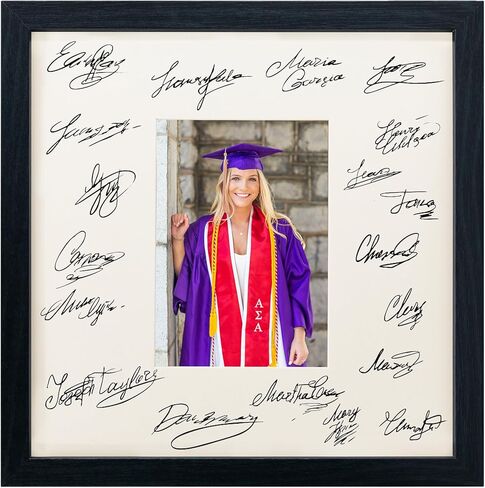 GraduatePro 11x14 Graduation Signature Board Picture Frame with 5x7 Mat for Wedding Birthday Guest Book Signing, Black with Off White Mat in Saudi Arabia