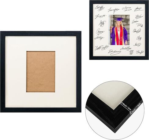 GraduatePro 11x14 Graduation Signature Board Picture Frame with 5x7 Mat for Wedding Birthday Guest Book Signing, Black with Off White Mat in Saudi Arabia