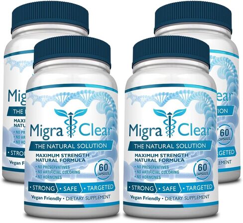 All Natural Migraine Support - Magnesium, Ginkgo Biloba, Ginger, White Willow, Feverfew - 60 Capsules - 1 Bottle in Saudi Arabia